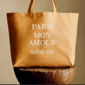 Sézane "Paris Mon Amour" Cotton Tote Bag | Yellow Ochre